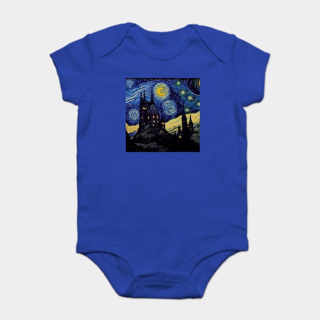 Starry Night Wizarding School Van Gogh Baby Bodysuit by Grassroots Green